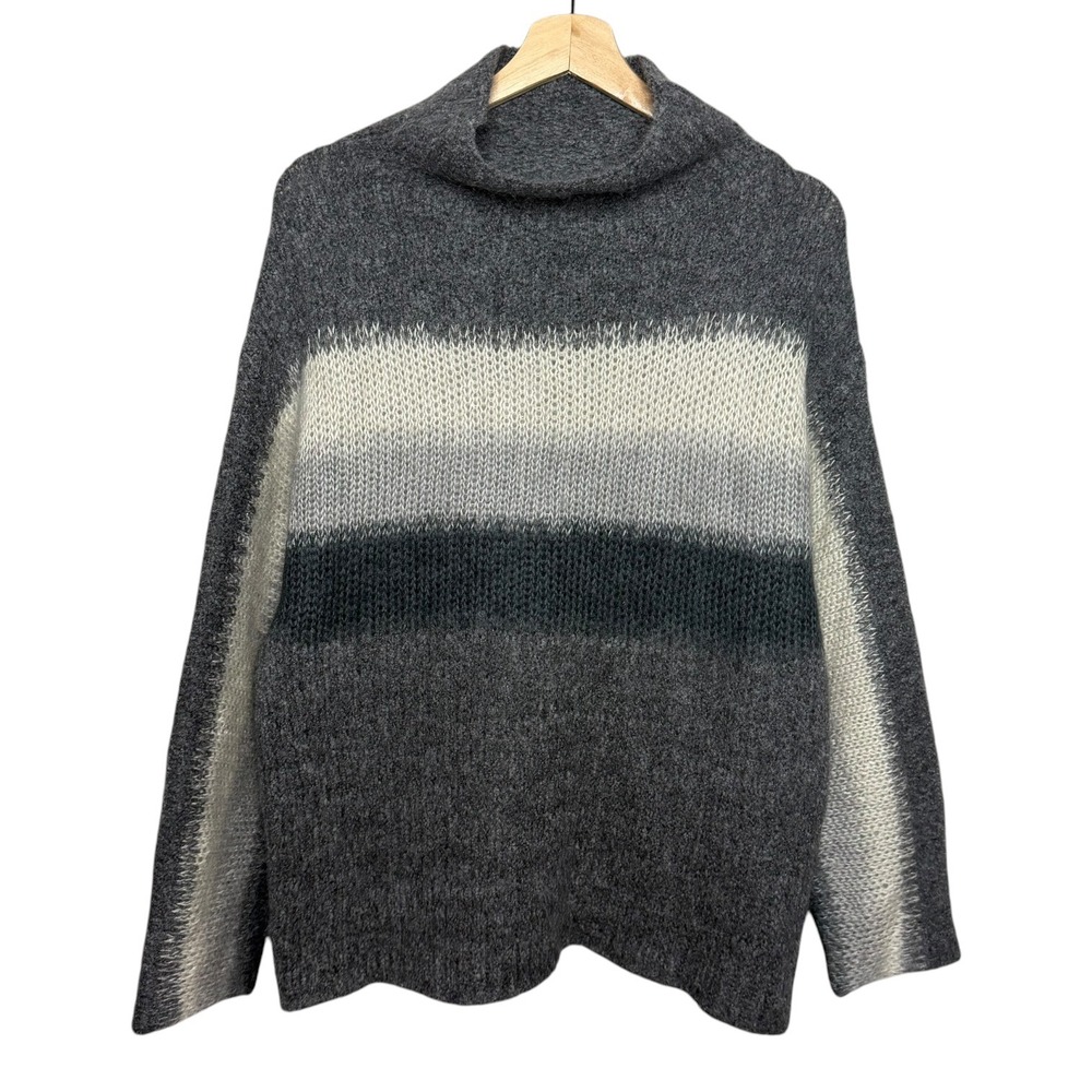 Rag & Bone Wool Alpaca Mohair Holland Funnel Neck Sweater Gray M Quiet Luxury